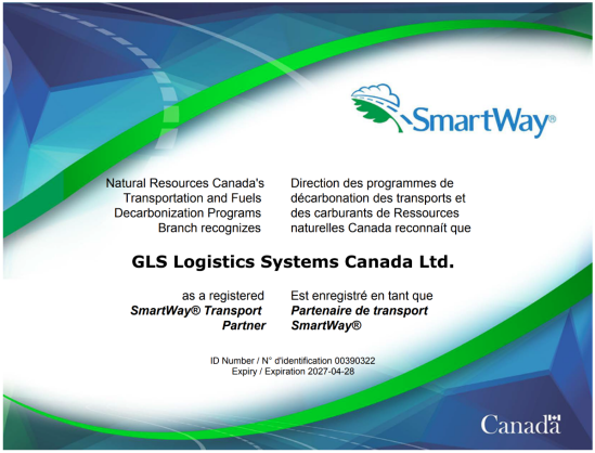 SmartWay certificate.