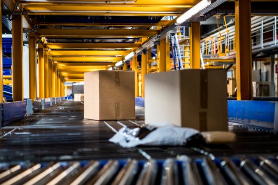 parcels being sorted at GLS depot