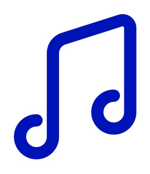 Icono de nota musical en estilo lineal azul, símbolo de música y sonido