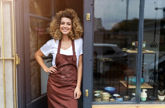 shop owner at the door